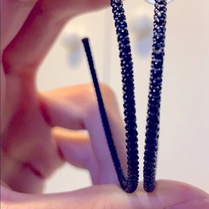 Black crystal hoop earrings